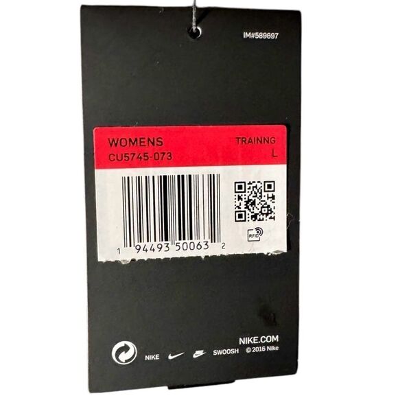 Nike Pro Fleece Crew Long Sleeve Top Sweatshirt Center Swoosh Gray Women’s Large - Picture 5 of 5